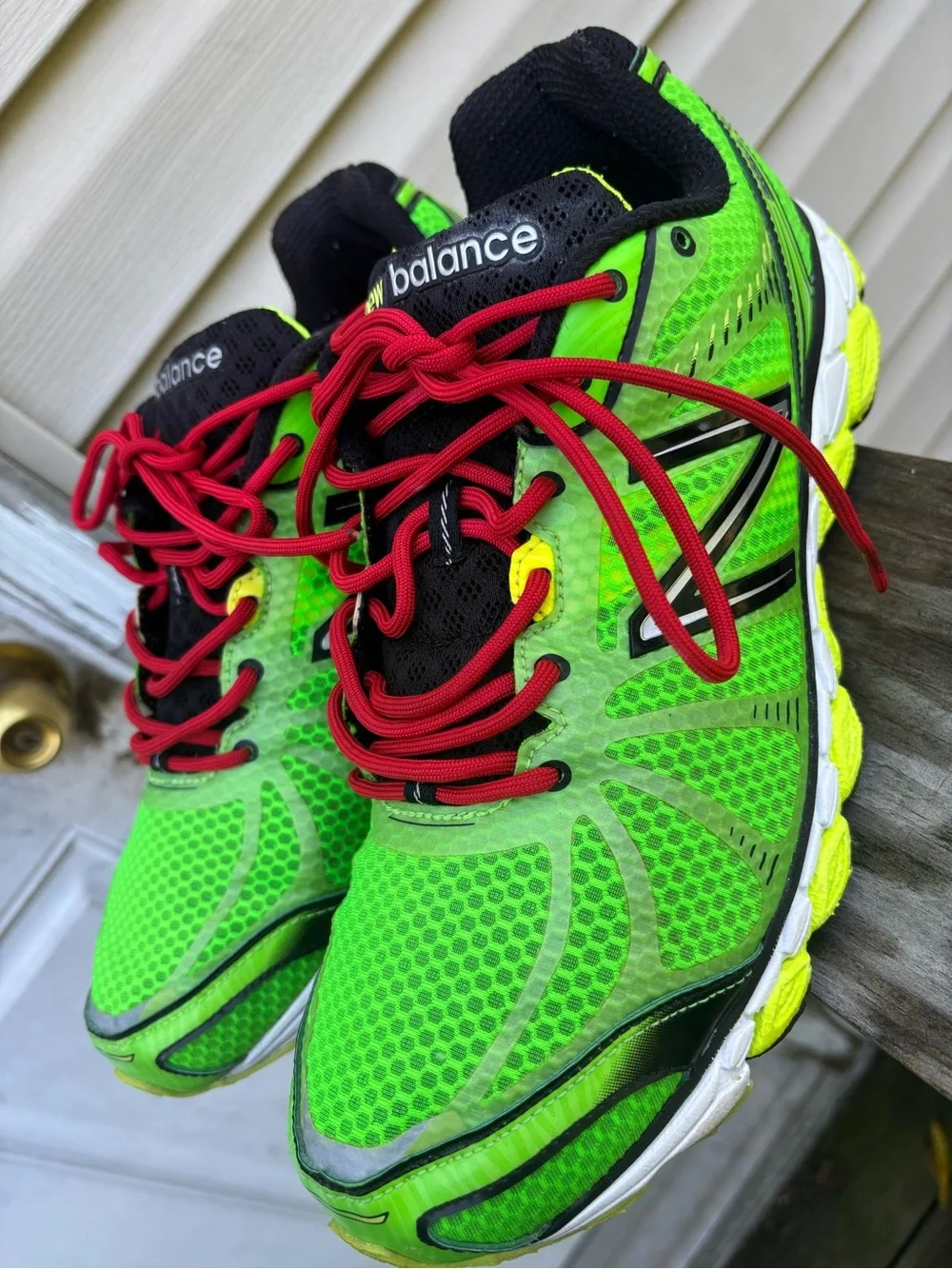 New Balance Neon Green Sneakers with Red Laces